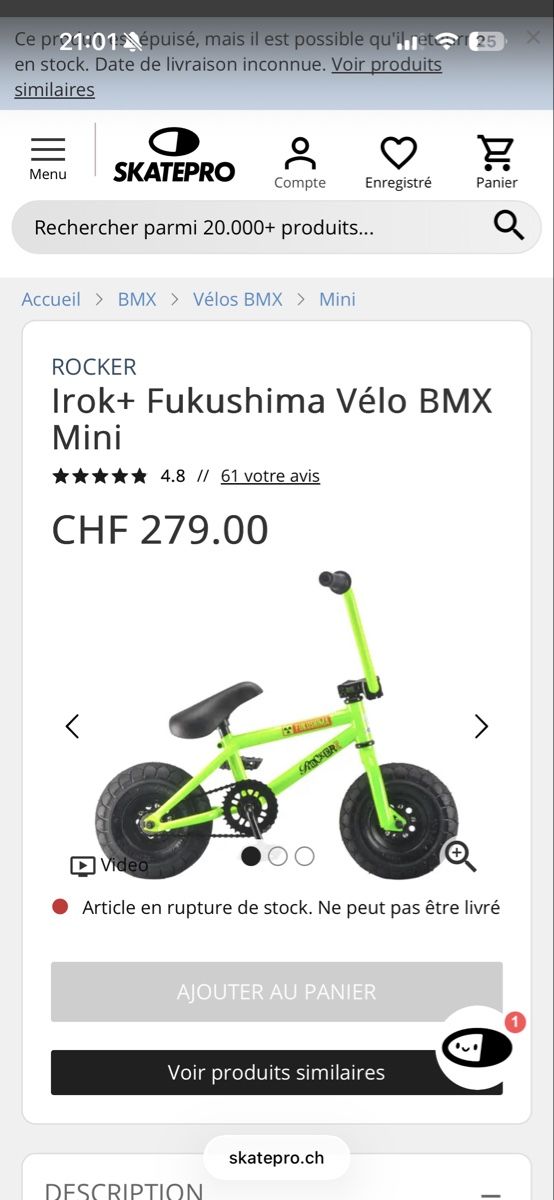 Biciclette: Mini bmx Fukushima rocker irock  – Usato da Fribourg venduto da Jayaeby 6