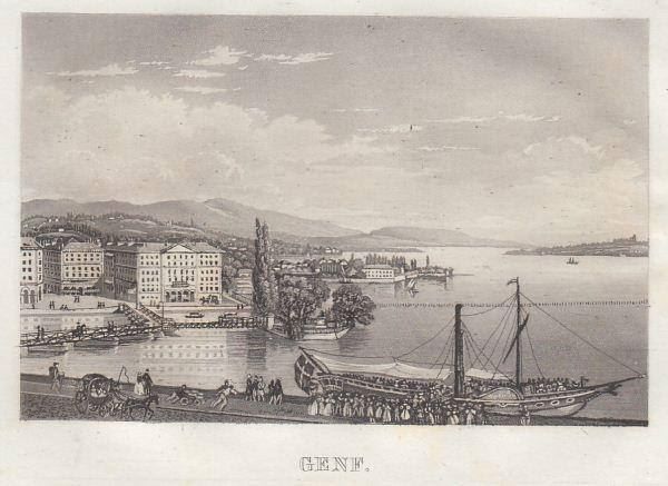 Incisioni: GENF, GENÈVE, AQUATINTA 1839 – Antico da Grüningen venduto da Kartensammler 1