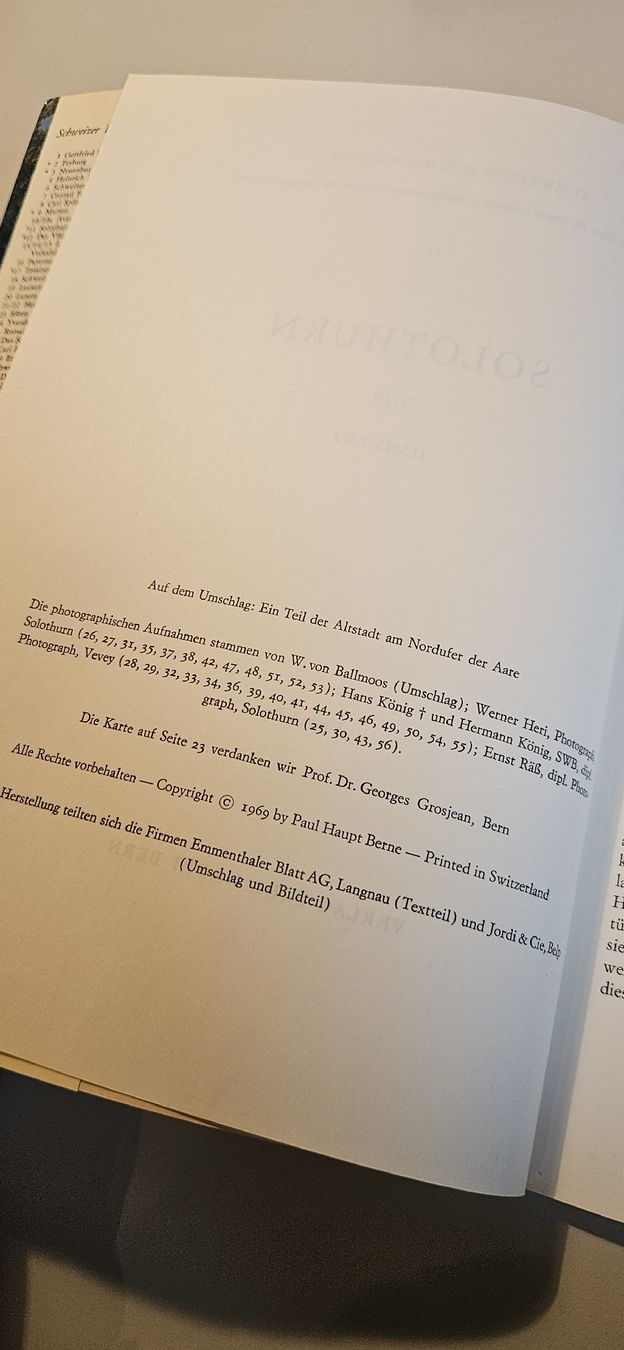 Livres: Solothurn, Buch von Hans Enz 1969 – D'occasion à Belp par Ginus85 2