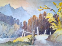 Aquarell Ferdinand Meyer-Streiff Ennenda Mühlefuhr GL 1987