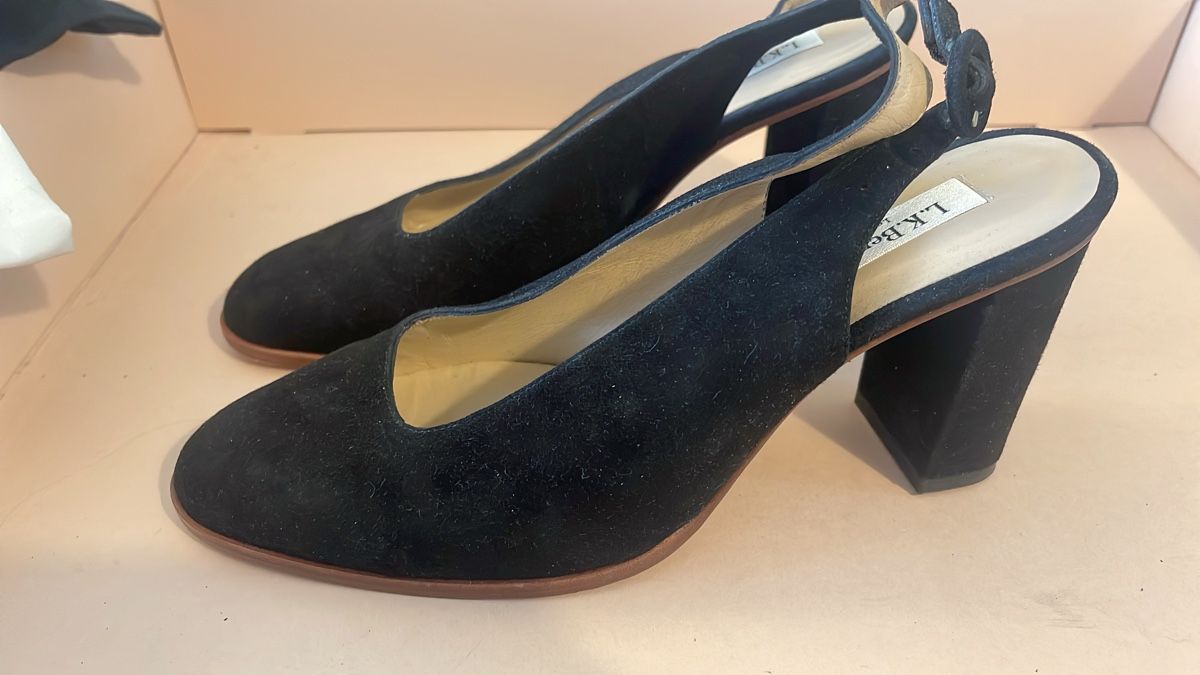 Damenschuhe: Slingback L.K. Bennett en daim noir, 40 – Gebraucht aus GENEVE von Myrtille8