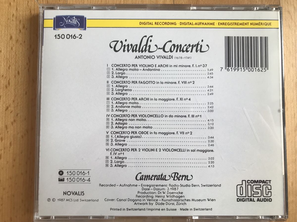 CD: Vivaldi - Concerti, Camerata Bern, CD, Klassik – Usato da Embrach venduto da Viviane_1402 2