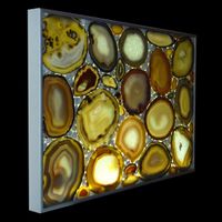Steinbild mit echten Achatscheiben und LED Beleuchtung 60x40