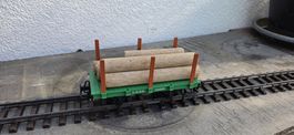 Modellbahn Flachwagen mit Holzstämmen Spur G