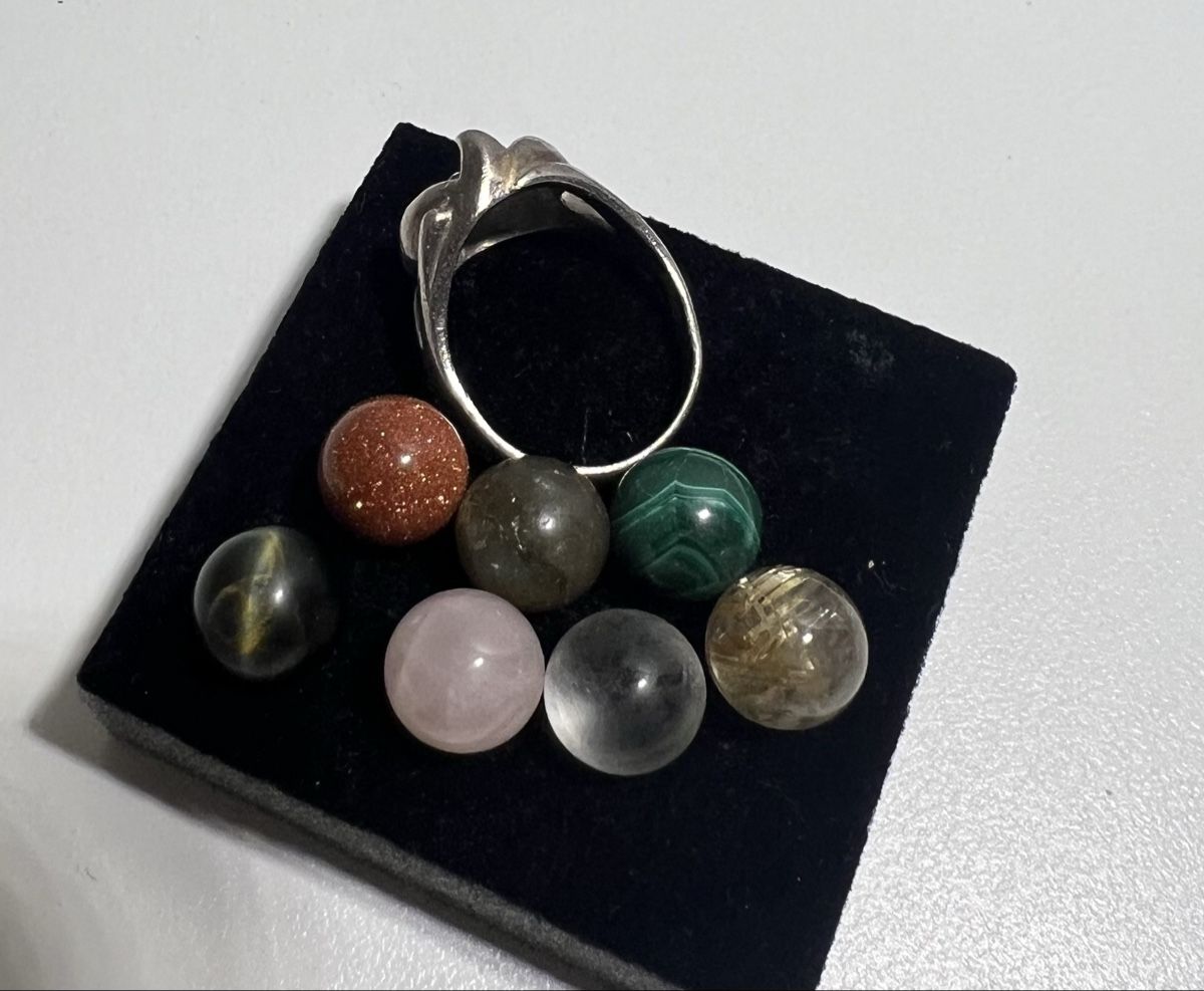 Anelli: Bague en argent avec 7 pierres interchangeables – Usato da St-Pierre-Clages venduto da ste_xk6p