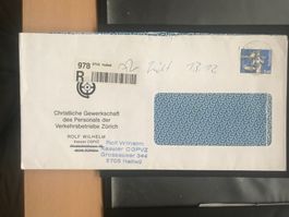 Schweiz 1993 R-Brief 5 Fr. Käser Vollstempel Hallwil
