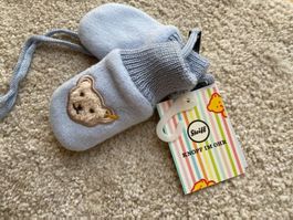 NEU Steiff Babyfäustlinge Handschuhe hellblau 0-2M 1Size