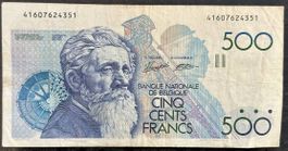 Alte 500 Belgische Francs Note, Rarität!