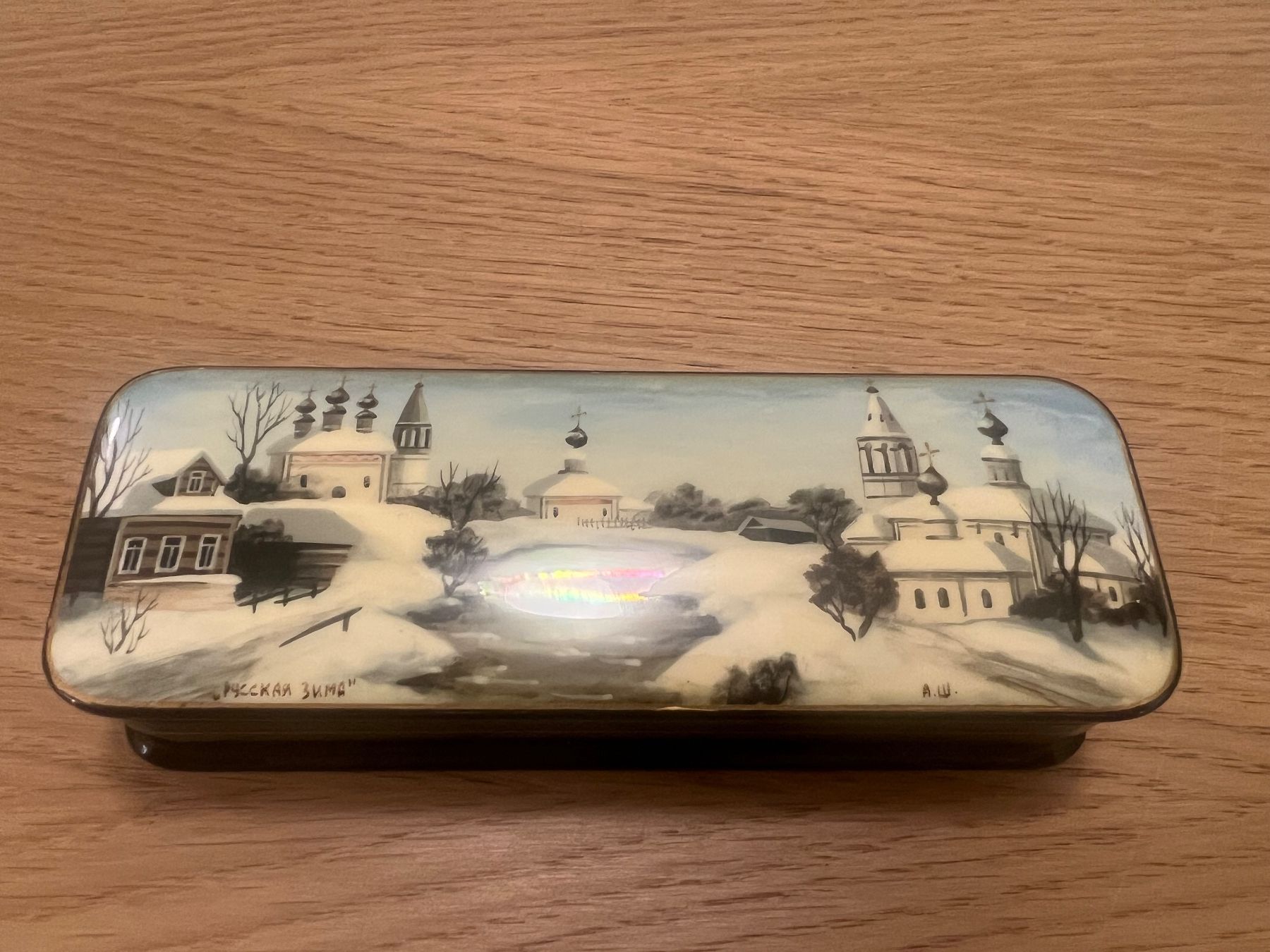 Tutte le decorazioni: Handpainted Lacquer or pen Box with Winter Scene – Nuovo e nell'imballaggio originale da Ebmatingen venduto da dartim