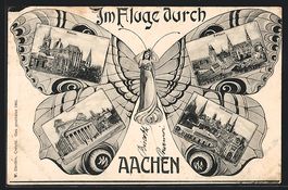 Schmetterling-AK Aachen, Rathaus, Münst