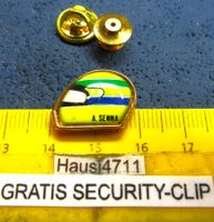 AYERTON SENNA HELM PIN GLASIERT FORMEL1 mit SECURITY-CLIP