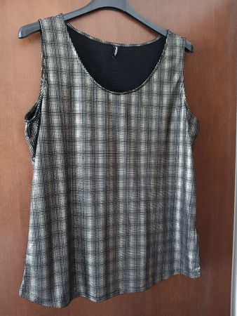 Elegantes Tanktop,Schwarz-Gold Karo,Gr.44,neu!