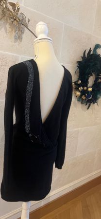 Robe noire dos nu noire avec strass Maje taille 1