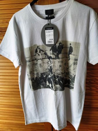 T-Shirt Black Grunge Style, weiss - Grösse M -