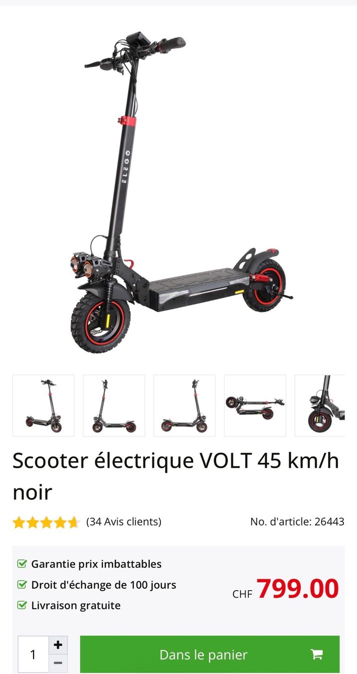 Scooter: Trottinette électrique VOLT 45 km/h – Usato da Portalban venduto da Booster0 2
