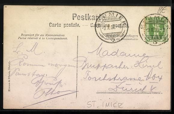 Cartoline postali: AK St. Imier, Ortspartie, 1908 – Usato da Berlin venduto da bartko-reher 1