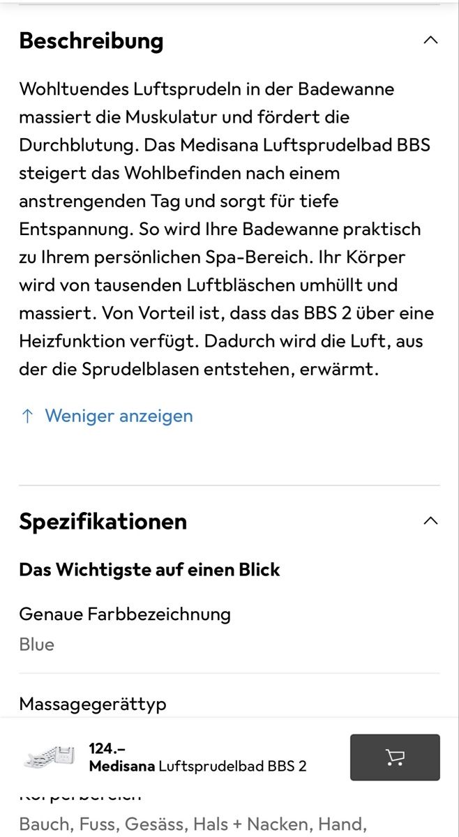 Medisana Dispositivi per massaggi: Luftsprudelmatte Medisana NP 120 Fr – Usato da Niederbüren venduto da Oetschli 2