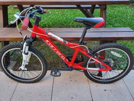 Red Kids bike with 7 gears