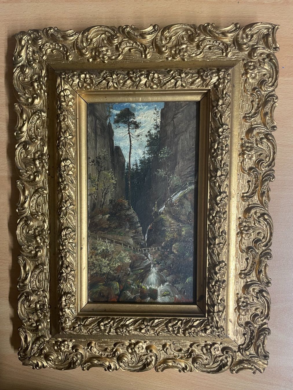 Tableaux: Albert Haug, "Schlucht mit Wasserfall" – D'occasion à Aarberg par cos_86zf