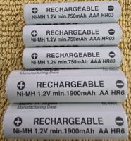 NiMH Akku Set 3x750 + 2x1900mAh, geringe Selbstentladung