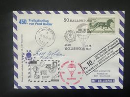 1973  50. Ballonpost Österreich signiert Dolder  (G869)