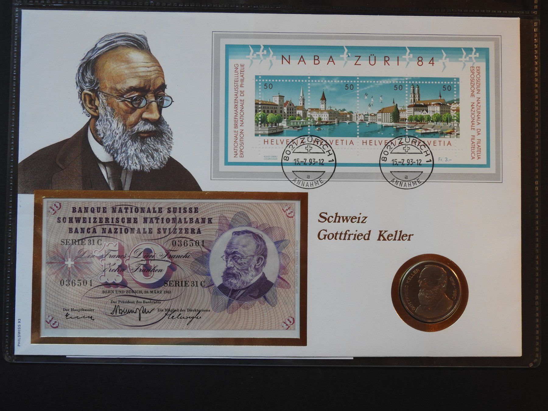 Banknoten: Numisbrief mit 10 Fr Banknote u. Sonder 5 Fr ! – Gebraucht aus Rain von Sudena