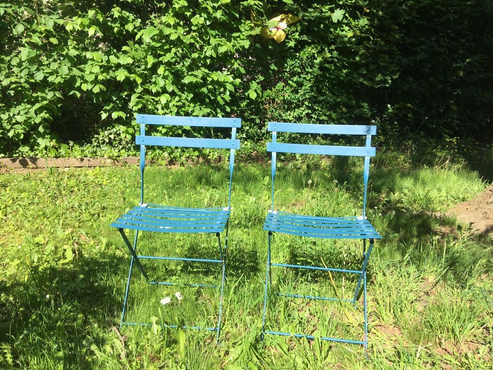 Klappstühle für Garten/Balkon Metall blau Kaufen auf Ricardo