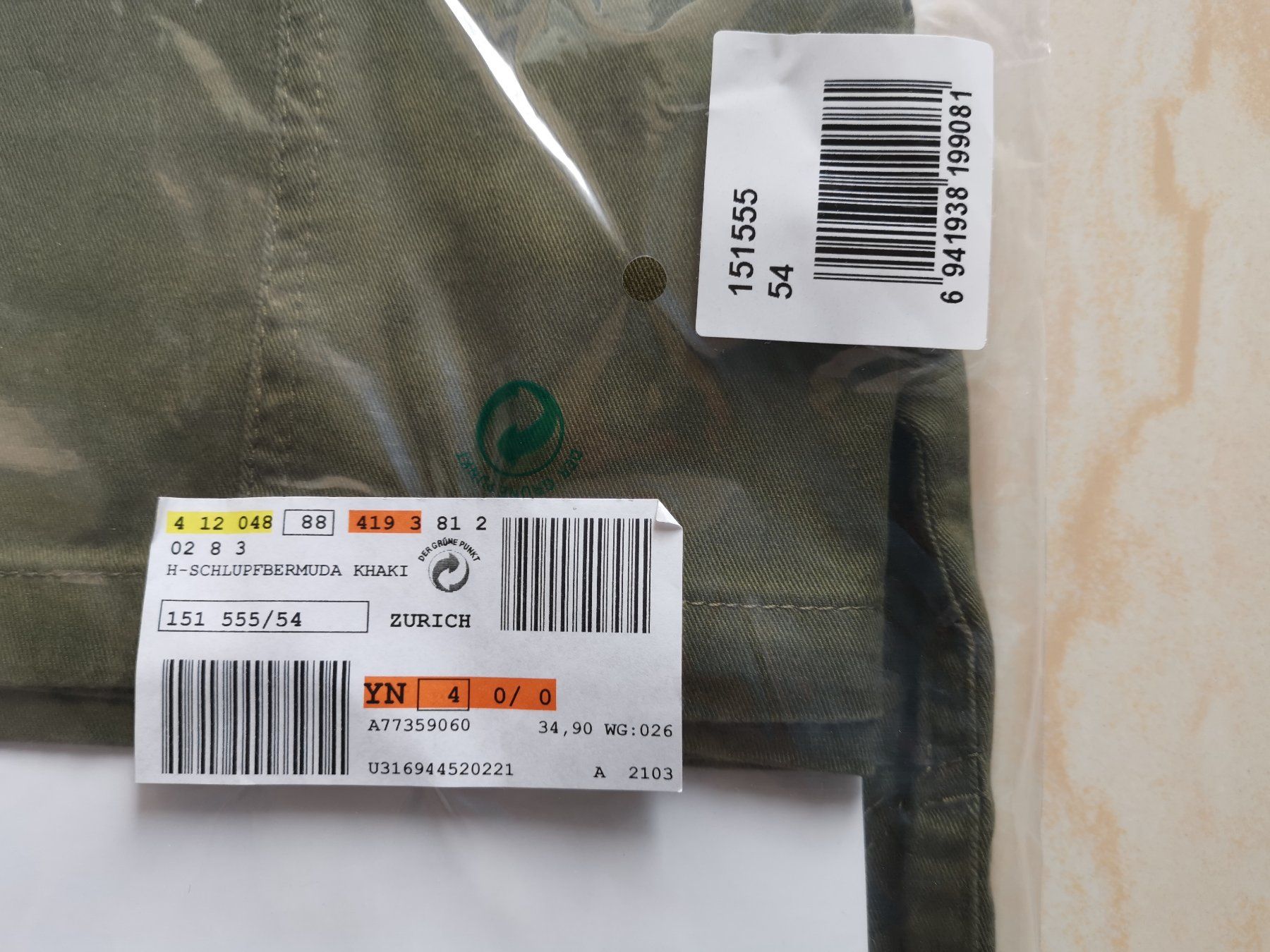 Pantaloni: Schlupfbermuda Khaki in Gr. 54 – Nuovo e nell'imballaggio originale da Dornach venduto da Hei50 2