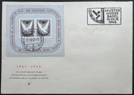 1945 schöner Basler Taube-Block auf Brief  SBK 150.-