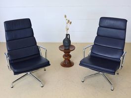 Vitra EA 222 Soft Pad Sessel | Dunkelblau Leder