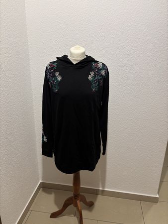 Hoodie Hallhuber schwarz mit Blumen Pailletten Grösse M