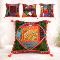 Kissenhülle Patchwork-Kissen Rajasthan Baumwolle Indien