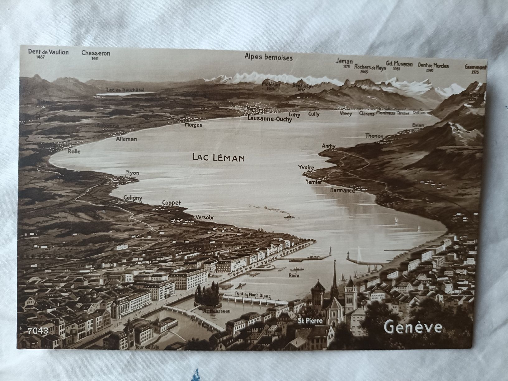 Cartoline postali: Alte Ansichtskarte Genfersee/Lac Léman,Kupferstich Top – Nuovo (secondo la descrizione) da Sargans venduto da Polifemo58