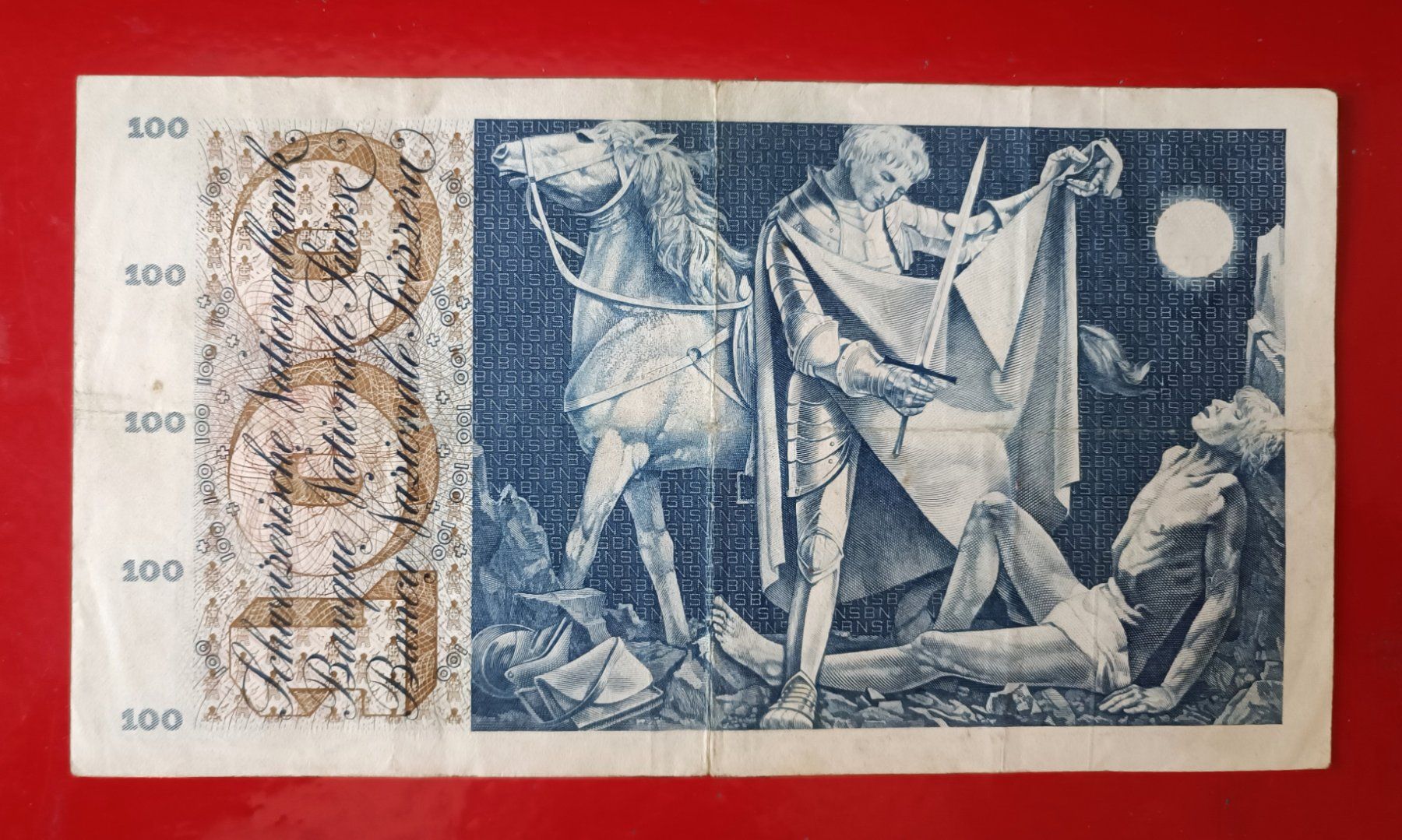 Banconote: Alte 100.- Fr. CH Note TYP ST. Martin  02.01 .1965 gebraucht – Usato da Glis venduto da MYS-Wallis2020 1