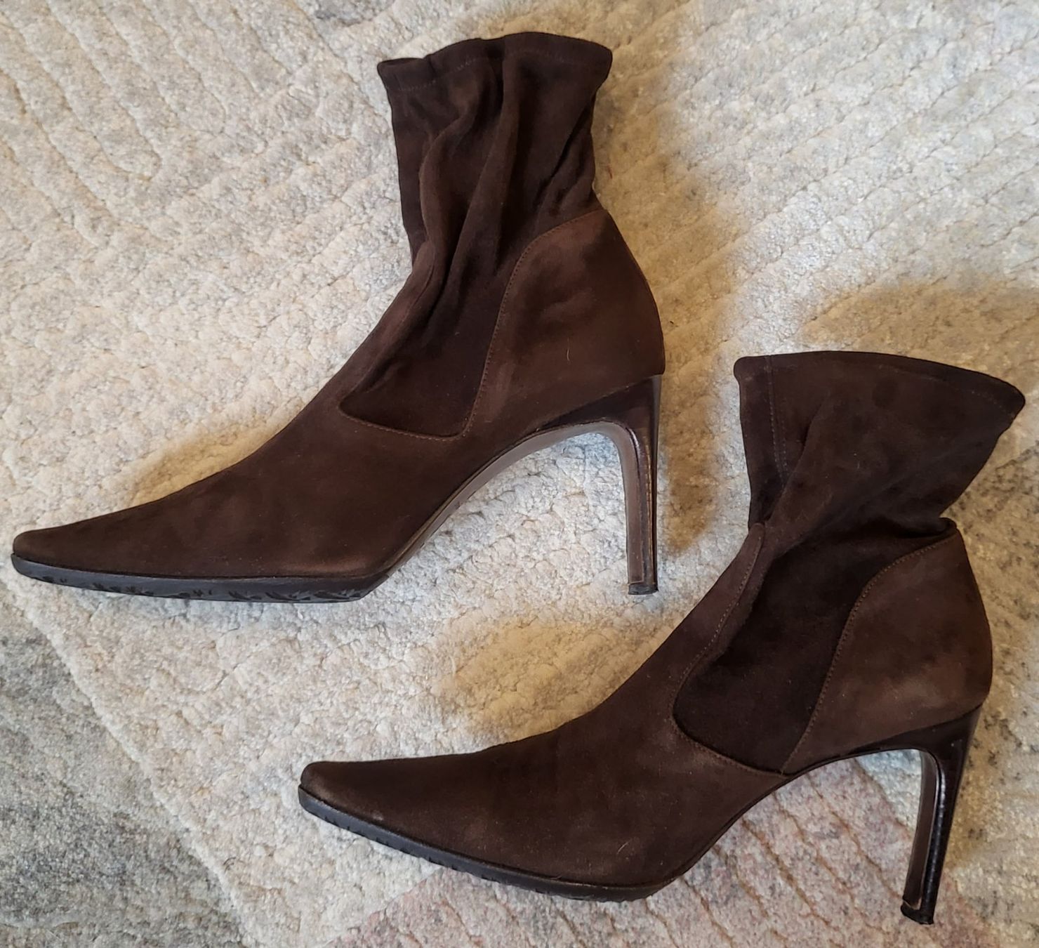 Scarpe da donna: Bottines chaussettes en daim marron, taille 38. – Usato da Neuchâtel venduto da wikit 2