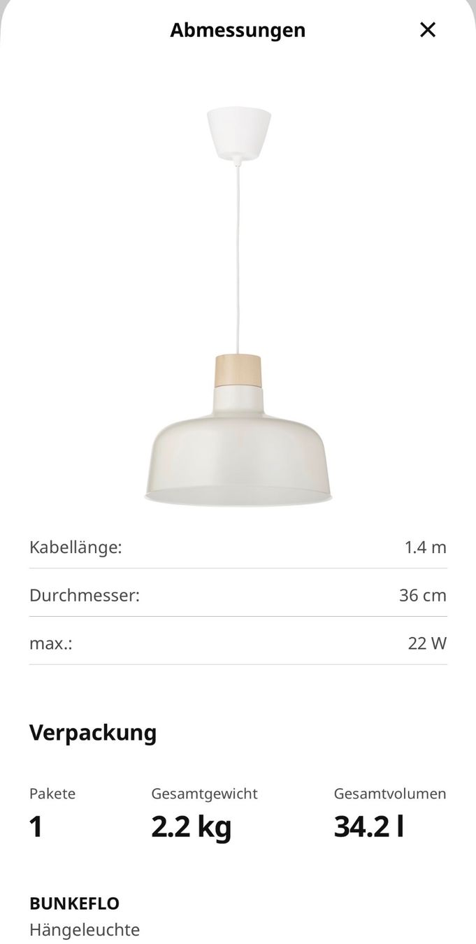Ikea Lampes: Hängelampe BUNKEFLO von Ikea, grau & Birke – D'occasion à Unterengstringen par Sinuam 3