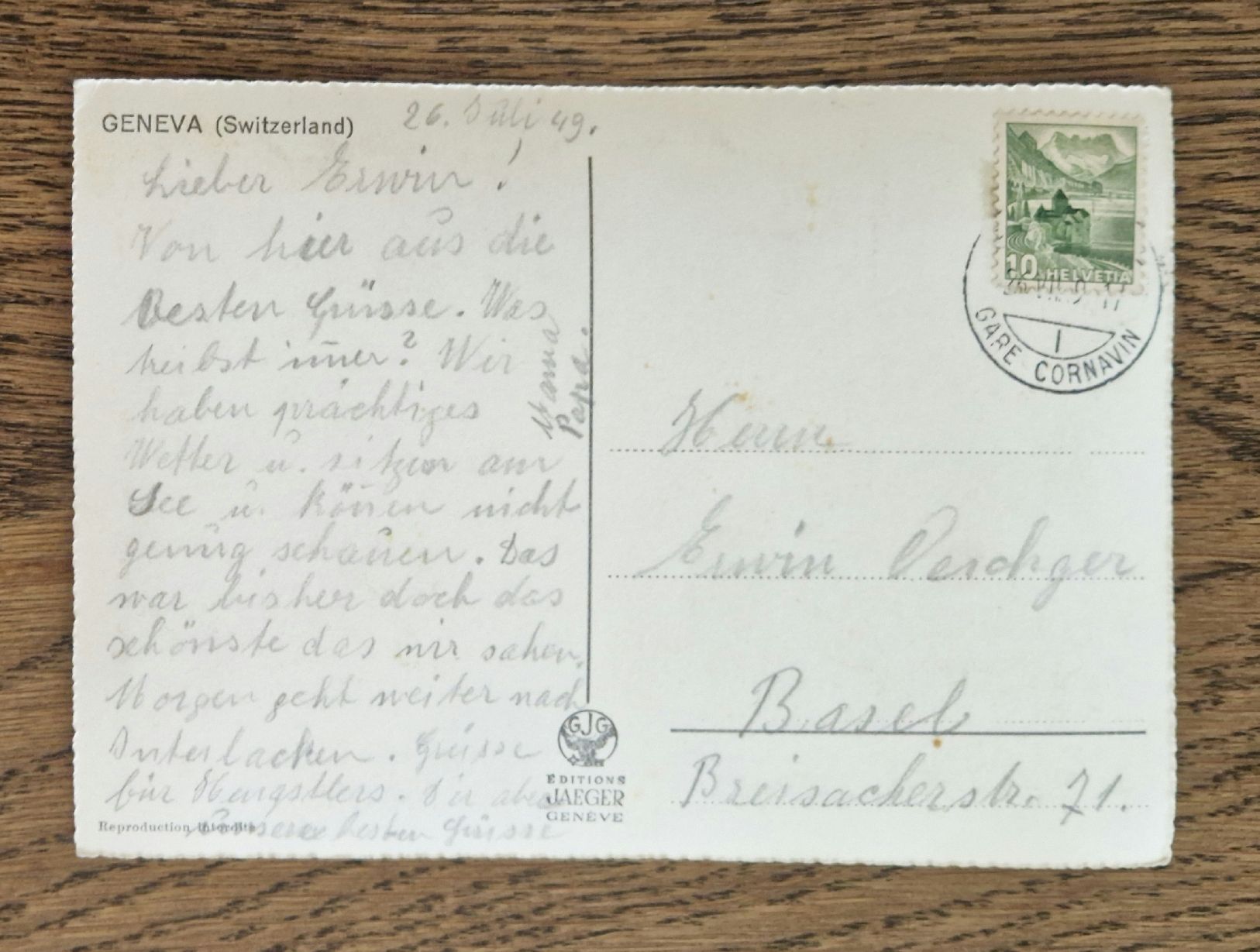 Cartoline postali: Genève bâteau - Genf Schiff 1949 – Usato da Ebikon venduto da Donar50 1