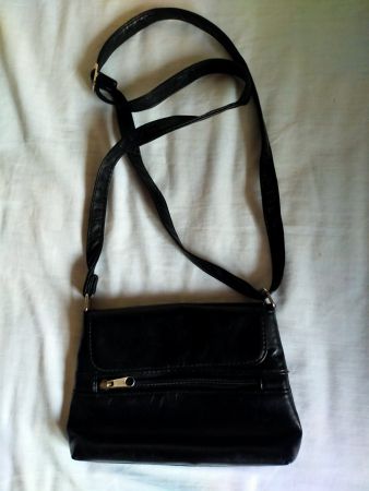 Schwarze Ledertasche Umhängetasche Damenhandtasche Vintage