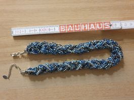 Blaue Glasperlenkette, Sommerkette, elegant