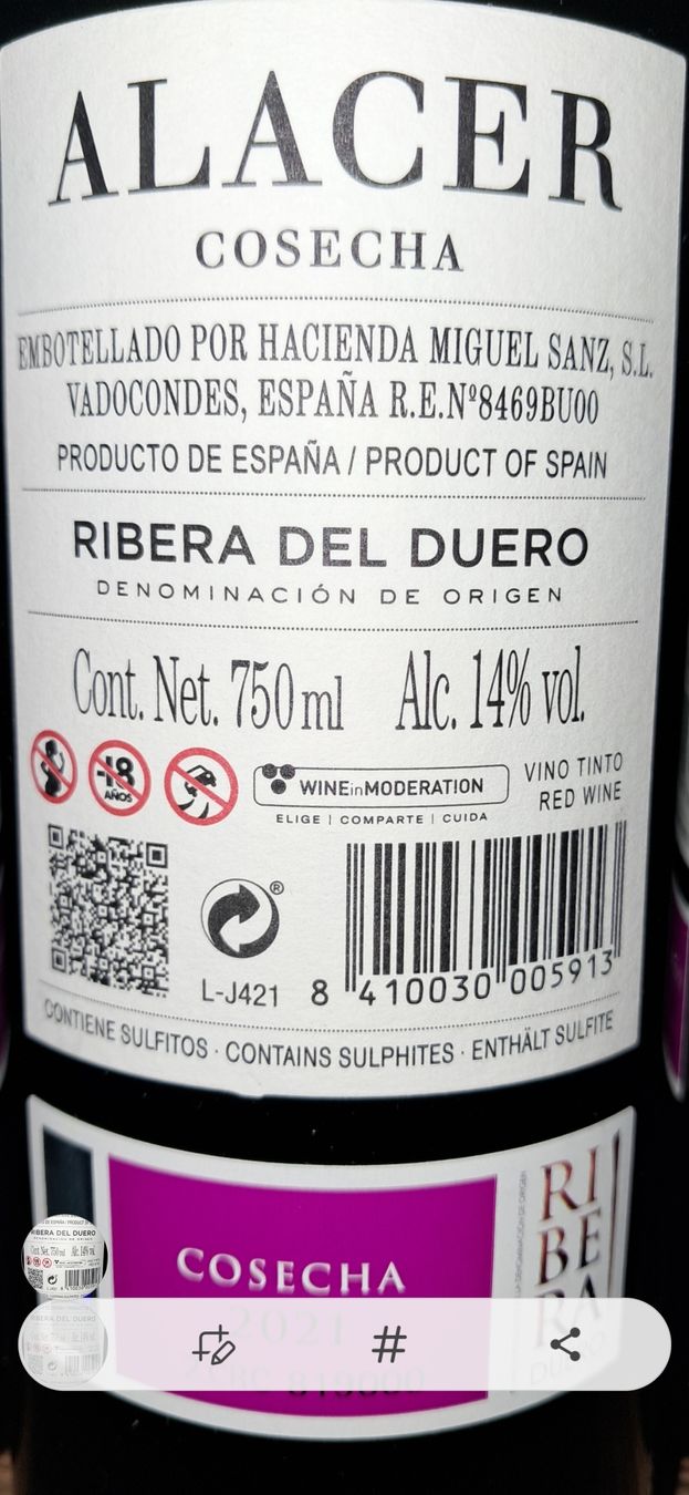 Vino: Alacer Ribera del Duero 2021 – Nuovo e nell'imballaggio originale da Le locle venduto da juliensaran 2