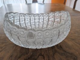 Kristall-Glas Schale oval geschliffen, antik