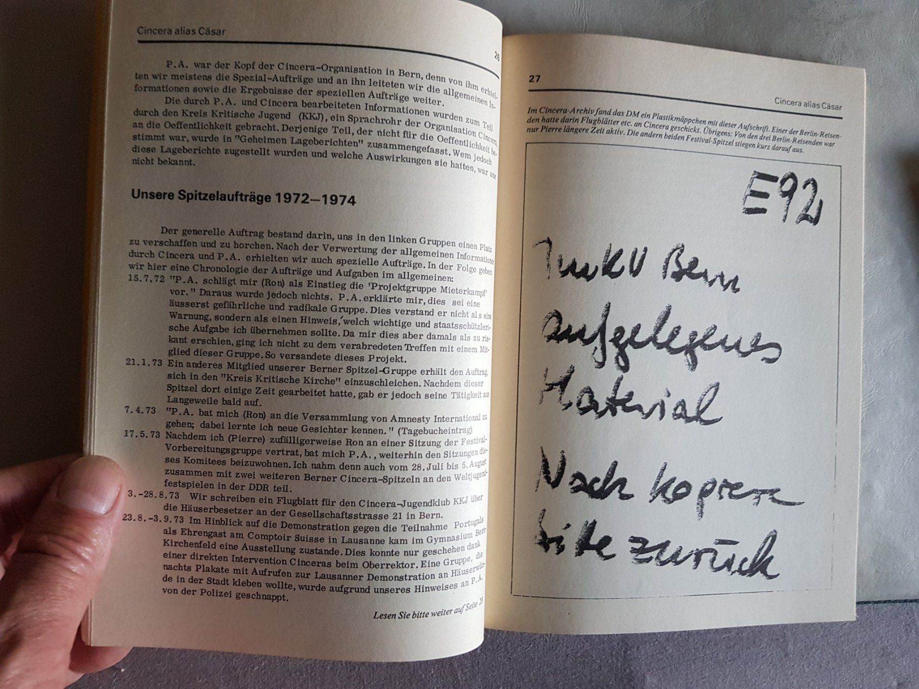 Libri: Cincera alias Cäsar - 1977 -  waren Cinceras Berner Spitzel – Usato da Walterswil BE venduto da Lonitti 6