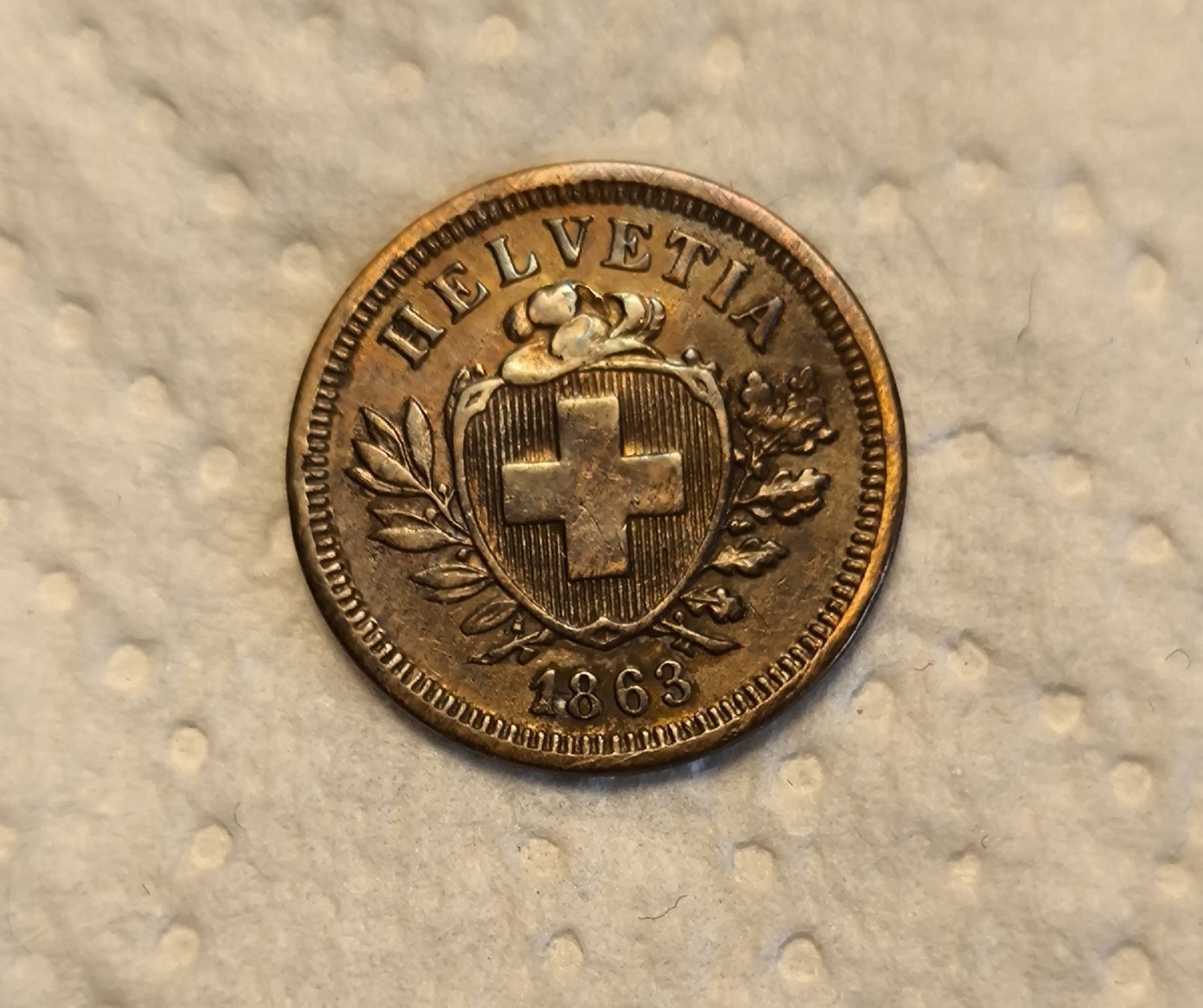 Tutti le monete: 1 Rappen 1863 - RRR – Usato da Nyon venduto da AlexKey71