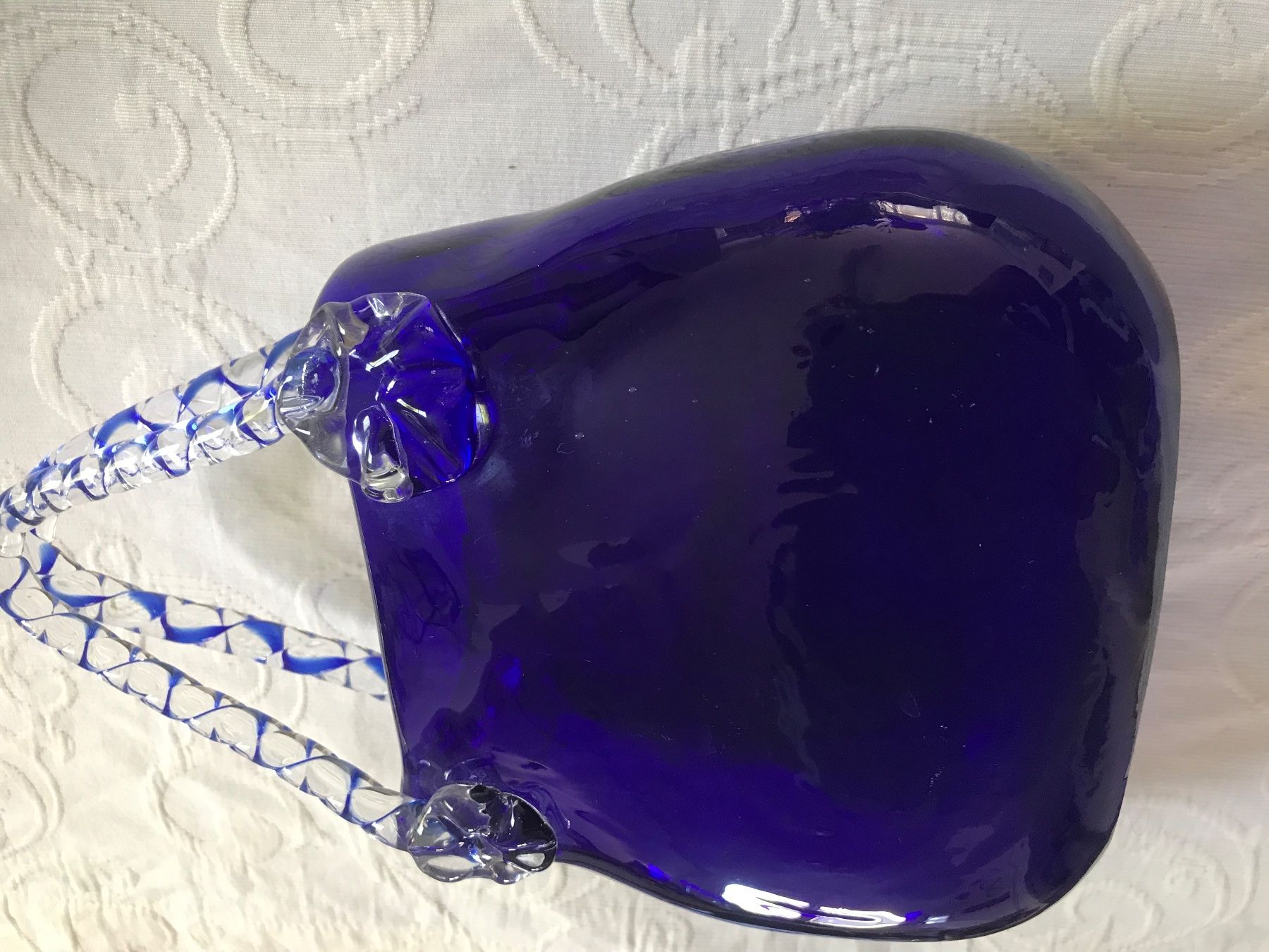 Murano Bicchieri: Murano Glas Handtasche, blau, mit Henkel, – Usato da Wettingen venduto da Andres54 2