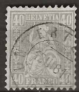 Tutti i francobolli: Ch042- Helvetia assise 42  obl. 12.3.1881 – Usato da Trélex venduto da Phil_Albert