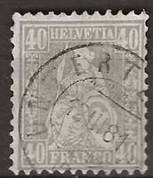 Ch042- Helvetia assise 42  obl. 12.3.1881