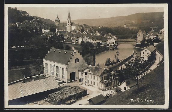 Cartoline postali: AK Baden, Ortsansicht am Fluss – Usato da Berlin venduto da bartko-reher