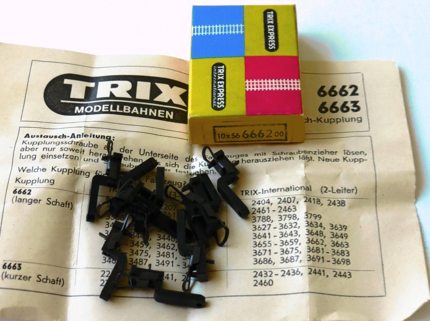 Trix Modellini di ferrovie: Trix Austausch-Kupplung 6662 VPE 10Stk. – Nuovo e nell'imballaggio originale da Burgdorf venduto da Gedora