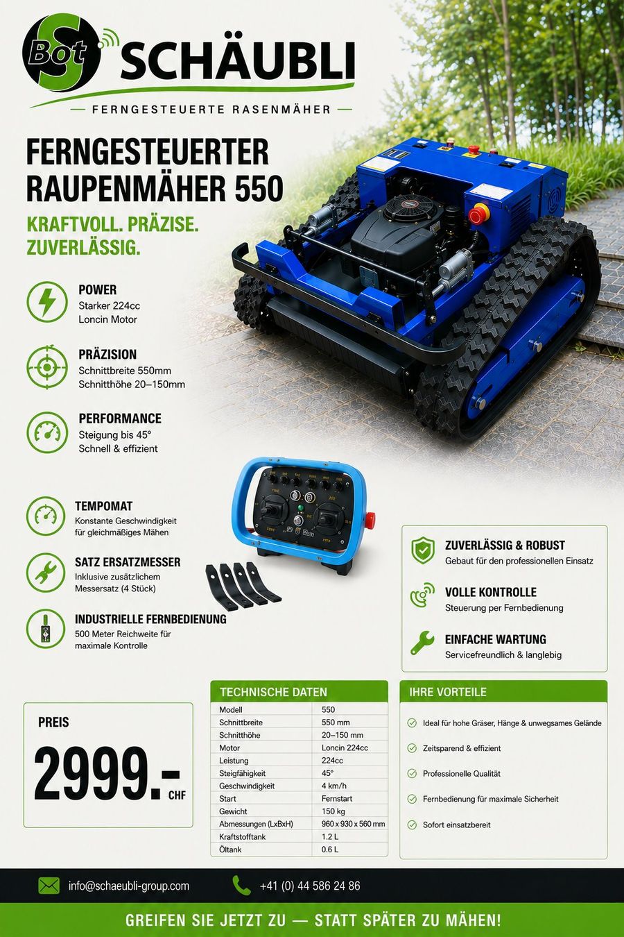 Tagliaerba: Ferngesteuerter Raupenmäher 550 – Nuovo e nell'imballaggio originale da Bad Zurzach venduto da Schaeubli-Group
