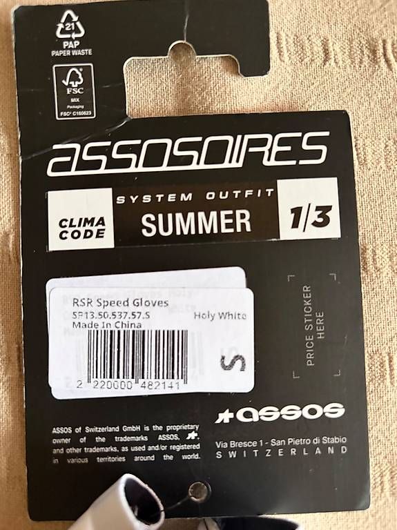 Assos Guanti & manicotti: ASSOS RSR SPEED GLOVES S11 – Nuovo e nell'imballaggio originale da Melide venduto da paolo1965 1